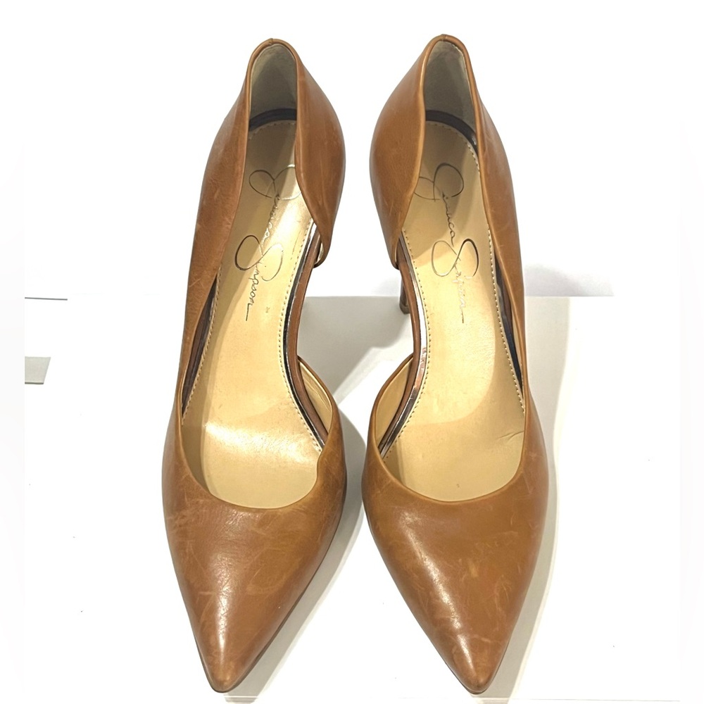 Jessica Simpson Claudette D'Orsay Leather Pumps High Heels Burnt Umber Sz 9 - Picture 5 of 11